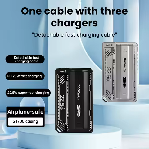 1*21700 solderless battery case, PD 20W power bank casing, DIY battery case with built-in cable