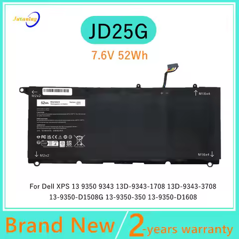 JD25G P54G Laptop Battery For Dell XPS 13 13D 9343 9350 13D-9343 Series 5K9CP 05K9CP JHXPY RWTIR 0N7