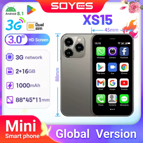 SOYES XS15: 3.0" Handy Mini Android Phone | Global 3G Smart Mobile Phone, Android 8.1 | 2+16GB, Dual