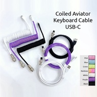 Keyboard Cable USB-C Double-Sleeved Coiled Aviator Mechanical Keyboard Cable