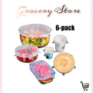 6pcs Food Grade Silicone Fresh Keeping Cover Transparent Stretch Fruit Food Wrap Film Home Fresh Keeping Bowl Cover