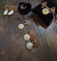 【畢業禮物】【母親節禮盒】菊花石銅鍍玫瑰金蛇耳環02