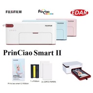 Fujifilm Princiao Smart2 Photo Printer With Photo Paper &amp; Ribbon Cartridge bundle Android IOS Printers Instant (40 Pcs)
