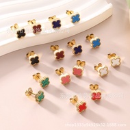Mini Version Earrings 9mm Four-leaf Clover Earrings 18K Gold Trendy Fashion Earrings Earrings