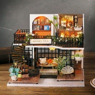 Smart House diy Hut Jungle Momo Tea Handmade Retro House Model Assembly
