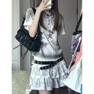 y2k Women's Clothing y2k y2k Top Asian Culture Millennium Style Punk [Two-Piece Set] 2023 Hot Girl T