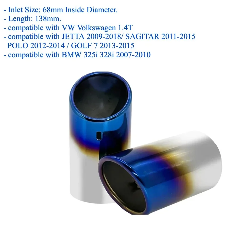 Exhaust Tips Muffler Compatible With VW Volkswagen JETTA/SAGITAR/POLO/GOLF 7/Passat/Tiguan For BMW 3