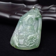 收藏級冰玻種飄花翡翠 文殊菩薩翡翠吊墜 翡翠緬甸A貨 QJ-0002