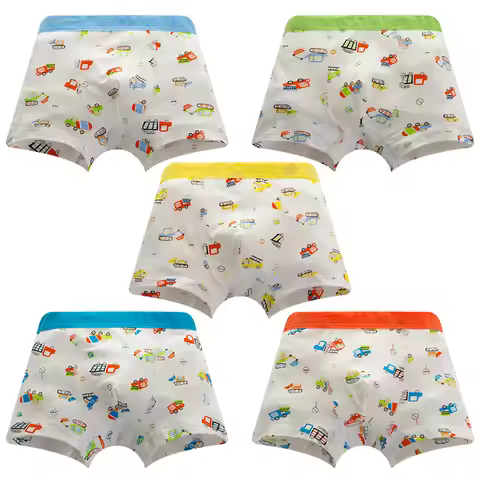 5pcs/lot Cartoon car stretch modal children's boxer briefs 2-15T Baby Boys Underwears Kids Short Bri