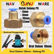 Pneumatic Slip Lock Fitting Connector DC Pump 12V Internal Thread 18mm to PU Hose 6mm 8mm 10mm 12mm