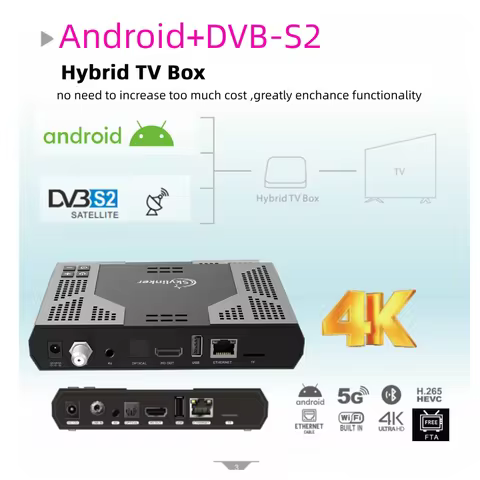 Z8 Android DVB-S2 Satellite TV Receiver Hybrid TV Box 4K Built-in 5G Wifi 2GB+16GB DVB-S2 H.265 FTA 