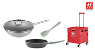 TWIN® Nova Plus 炒鍋 30cm、ZWILLING® Now Pro 深煎鍋 24cm連購物車 紅
