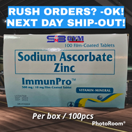 ImmunPro Sodium Ascorbate 500mg+ Zinc 100 caps Immun Pro 9-2024 EXP