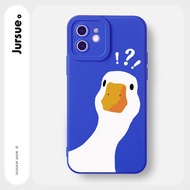 JURSUE Soft Silicone Cute Funny Cartoon Shockproof Square Phone Case Cover Casing Compatible for iPh