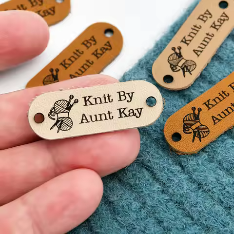 Sewing Tags, Leather Tags, Genuine Leather, Personalized Fold Labels, 0.51x1.5 Inches, For Handmade 