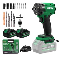 RYOKU ประแจอัดแรงแบบไร้แปรง 21V พร้อมแบตเตอรี่ 2 ก้อน