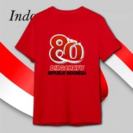 MERAH Adult Independence T-shirts Red and White Tops Girls' Clothing 17 August Competition Red and W