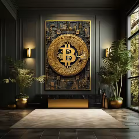 Bitcoin Abstract Digital Print Canvas Painting Bitcoin Wall Art Posters Prints Office Art Large Wall