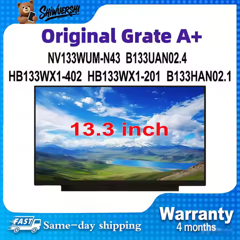 Original New A+ 13.3 inch Laptop Lcd Slim Screen Monitor Panel NV133WUM N43 B133UAN02.4 HB133WX1 402