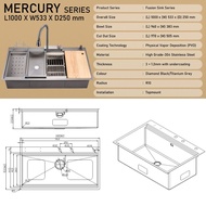 HAUSTERN MERCURY SERIES SUS 304 Stainlees Steel Undermount Kitchen Fusion Sink Sinki Dapur Nano PVD 