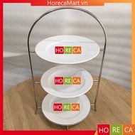 3-tier stainless steel buffet display shelf, using 26cm round plate, used to display food in restaur