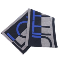 路易威登 (Louis Vuitton) LV Horizo​​n M71240 羊毛圍巾，灰色/海軍藍，成色極佳，LV 1320 [二手]LOUIS VUITTON