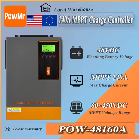 PowMr 140A MPPT Solar Charge Controller Max PV Input 500V For 48V Lead-Acid and Lithium Batteries So