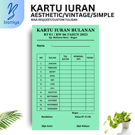 Cetak KARTU IURAN RT Kartu SPP Absesnsi Kartu Iuran custom - iuran ngaji / KARTU IURAN CUSTOM/WATERM