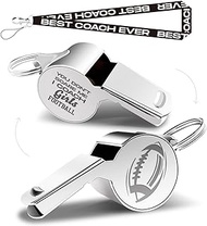 QIBAJIU Whistles with Lanyard, Coach Whistle, Football Gifts for Coach, Funny Football Coach Gifts for Men Women Teacher, Thank You Cheer Coach Gift, You Don’t Scare Me I Coach Girls Soccer