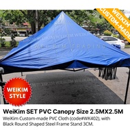 **OFFER** WeiKim SET Khemah lipat PVC 2.5Mx2.5M Silver UV Protection 8x8 Black Round Frame Canopy #W