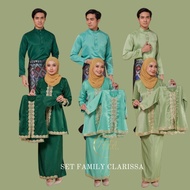 Family Set Sedondon Kebaya Lace Moden Clarissa Ibu Anak Ayah Baju Melayu emerald green mint green sage green