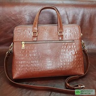 Crocodile cowhide men's handbag -