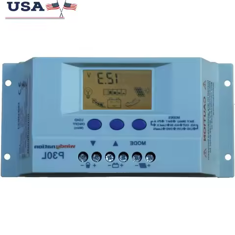 30A LCD Solar Charge Controller PWM 12V 24V Regulator with Digital Display Battery Temperature Senso