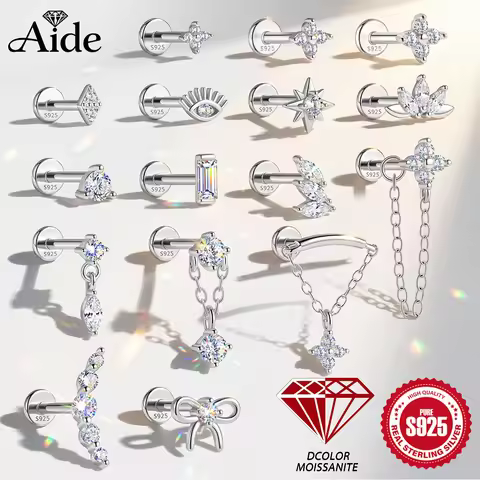 AIDE Certified Moissanite Earrings 925 Sterling Silver Piercing Woman Jewelry Water drops stars moon