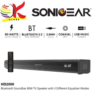 SONICGEAR SonicBar HD2000 Bluetooth 5.3 TV Soundbar Speaker 80W Max Output 2.0 Channel USB AUX Coaxi