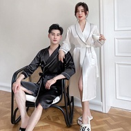 M-2XL pasangan baju tidur wanita sutera ais seksi jubah panjang lelaki gaya hotel saiz besar pakaian rumah longgar/M-2XL couples robe female ice silk sexy bathrobe in long robe male hotel wind large size loose home wear