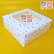Ivory Cake Box Motif 28x28x12cm Polka Dot Motif Gold Star Ivory Premium Window Box 28 x 28 x 12 (10 