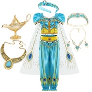 Disney | Disney Alibaba One Thousand and One Nights Princess Jasmine Blue Dress Short-Sleeved Two-Pi