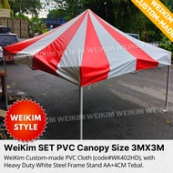 WeiKim Exclusive SET Canopy Stripe PVC 3Mx3M Silver UV 10x10 WK Khemah lipat Heavy Duty Durable Cust