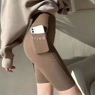 [1626 People Praise] Cycling Pants Women Thin Style Summer High Waist Five-point Pants Shark Pocket 