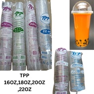 CLEAR STOK TPP Cup 16oz 18oz 20oz 22oz /Gelas Plastik 50pcs +Dome lid