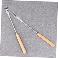 6pcs Stainless Steel Carving Fork Silicone Basting Oil Brush Cheese Forks Bbq Dessert Fork Raclette Cottage Cheese with Fruit Stainless Steel Fondue Fork Chocolate Bamboo Barbecue