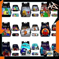 MALAYSIA UP📣 3PCS/Set Among Us School Bag Kids Stationery Pencil Case Children