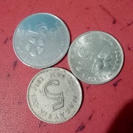Set 3 koin asing Malaysia 5 sen variasi coin mancanegara TP2gm