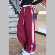 seluar tracksuit perempuan tracksuit woman Autumn High Waist Straight Stripe Pants - Casual Women's 
