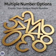 Self‐Adhesive Acrylic House Number 0‐9 Gold Door Number Plate For Apartment Home Outdoor