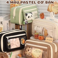 DIBEE Large Transparent Pen Bag Korean Style Waterproof Canvas Meme TB170 - khos