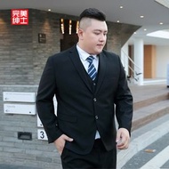 完美紳士西裝外套男士商務正裝職業裝套裝高級感休閒西服男全套潮-(單件裝)黑色西裝外套 M碼105-125斤