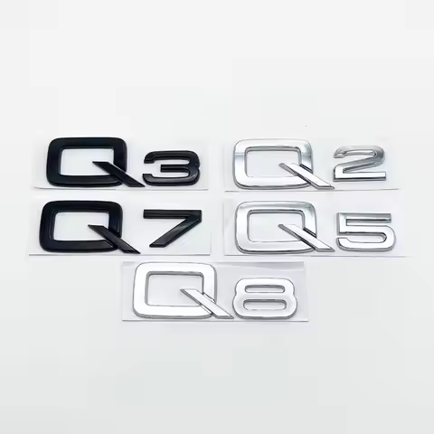 3D ABS Numbers Letters Q2 Q3 Q4 Q5 Q6 Q7 Q8 Emblem for Audi Q series Car Fender Trunk Rear Logo Stic