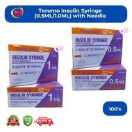 Terumo Insulin Syringe (0.5ML/1.0ML) with Needle 100 units | Exp:9/29][12/28]